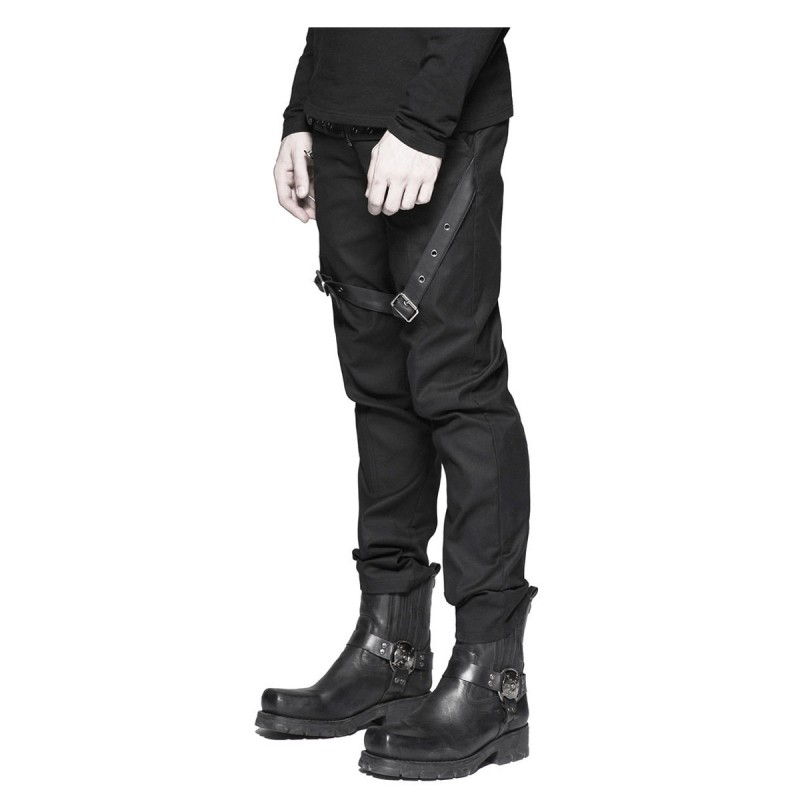 Men Gothic Trouser Leather Straps Diesel Punk Military Style Pant For Sale